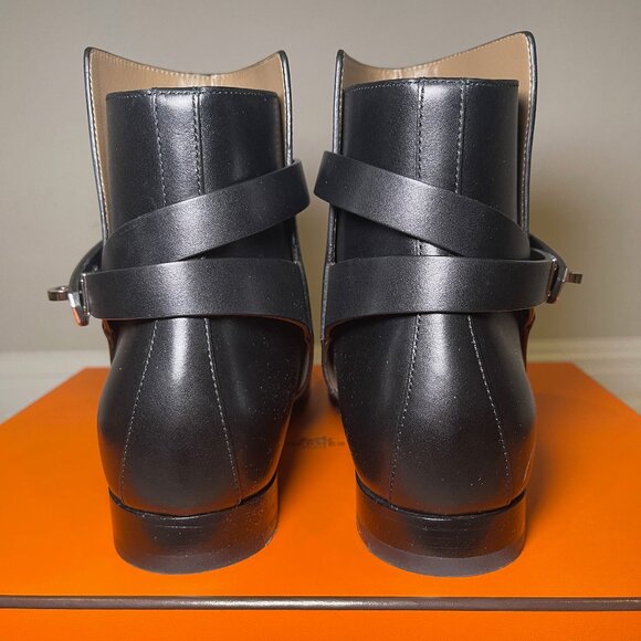 Hermes Neo Ankle Boot with Kelly Buckle in Noir Black Size 41 - Picture 4 of 12